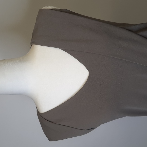 Ann Taylor Taupe V-Neck Top with Draping, Size Petite X-Small - Picture 2 of 6